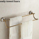 GobekUsa Bathroom Accessories Set: Towel Rack, Bar, Holder, Hook - Antique Brass/Ceramic/Copper