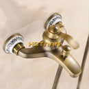 GobekUsa Antique Brass Hand Held Shower Head Kit for Wall Mounted Bathtub - YT-5340-B
