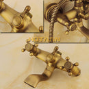 GobekUsa Antique Brass Shower Faucet Set with Rainfall Shower Head and Hand Shower