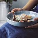 GobekUsa Japanese Style Ceramic Soup Bowl - Large Salad Bowl Tableware