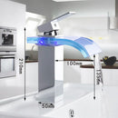 GobekUsa LED Waterfall Basin Mixer Faucet Chrome Finish Single Handle Sink Tap