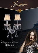 GobekUsa Crystal Lamp Wall Light with LED Bulbs and Silk Fabric Lampshade