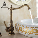 GobekUsa Antique Bronze Basin Faucet, Single Handle Deck Mounted Mixer Tap, High Quality