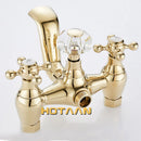 GobekUsa Gold Finish Bath Tub Faucet with Ceramic Handle and Handheld Shower AI-5329