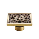 GobekUsa Antique Brass Shower Floor Drain 10cm Square Waste Strainer Cover Grate