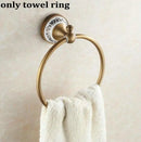 GobekUsa Bathroom Accessories Set: Towel Rack, Bar, Holder, Hook - Antique Brass/Ceramic/Copper
