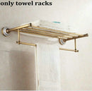 GobekUsa Bathroom Accessories Set: Towel Rack, Bar, Holder, Hook - Antique Brass/Ceramic/Copper