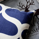 GobekUsa Blue Zigzag Geometric Embroidered Cushion Cover 45x45cm