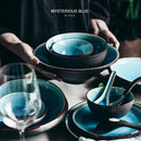 GobekUsa Ice Cracking Glaze Ceramic Tableware Set - Blue Color