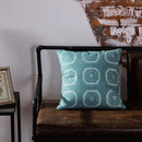 GobekUsa Blue Geometric Embroidered Canvas Cotton Cushion Cover 45x45cm