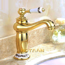 GobekUsa Gold Finish Modern Luxury Basin Faucet Single Handle Hot & Cold Brass Tap