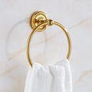 GobekUsa Brass Gold Bathroom Hardware Set: Towel Rack, Paper Holder, Toilet Brush, Hooks, Towel Ring