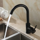 GobekUsa Brass Kitchen Faucet 360 Rotate Swivel Sink Mixer - Black, Single Hole