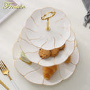 GobekUsa Gold Inlay Bone China Fruit Plates Snack Dishes Cake Plate Candy Dish