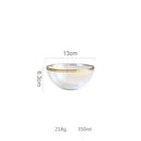 GobekUsa Hammer Grain Gold Glass Salad Bowl - Round Ceramic Fruit Bowl