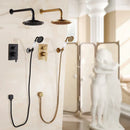 GobekUsa Antique Brass/Black 8" Rainfall Shower Set Faucet with Handshower