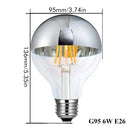 GobekUsa 8W LED Filament Dimmable G45 Silver Mirror Top Bulb E12 Warm White 2700K