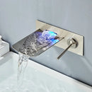 GobekUsa LED Waterfall Wall Mount Bath Faucet with Temperature Control