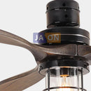 GobekUsa Edison Loft Iron Glass Wood Ceiling Fan with LED Light for Foyer Bedroom