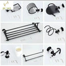 GobekUsa Black Brass & Crystal Bathroom Accessories Set - Towel Rack, Towel Bar, Paper Holder, Soap Dish, Cup Holder, Toilet JM251