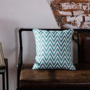 GobekUsa Blue Geometric Embroidered Canvas Cotton Cushion Cover 45x45cm