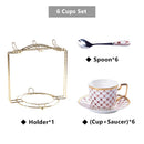 GobekUsa 3-Piece Bone China Coffee Set 200ml Nordic Gold Porcelain Tea Cup