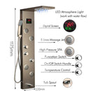 GobekUsa Brushed Nickel Shower Panel with LED Display, Rainfall Head, Jets