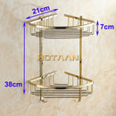 GobekUsa Gold Brass Double Layer Bathroom Shower Shelf Basket Holder