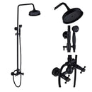 GobekUsa Black Bronze Rainfall Shower Faucet Set with 8" Head for Wall Mount