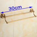 GobekUsa Antique Brass Double Towel Bar Rack - Solid Brass, 30-60cm