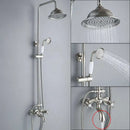 GobekUsa Brushed Nickel Dual Handle Rainfall Shower Mixer Faucet with Handshower