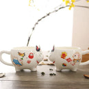 GobekUsa Lucky Cat Porcelain Tea Set: Maneki Neko Tea Cup Pot, Strainer, Plutus Cat Teapot Mug