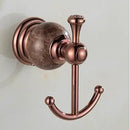 GobekUsa Brass & Jade Rose Gold Bathroom Set: Paper Holder, Towel Bar, Soap Basket