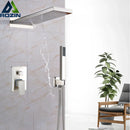 GobekUsa Golden Chrome Rain Shower Faucet Set with 3-Way Mixer Valve