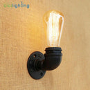 GobekUsa Steampunk Loft Pipe Wall Lamp Black Brown Bronze Silver Industrial Lighting