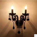 GobekUsa Crystal Wall Lamp with Candle LED E14 Bulbs in Black