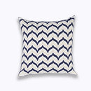 GobekUsa Blue Zigzag Geometric Embroidered Cushion Cover 45x45cm