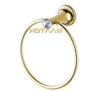 GobekUsa Golden Stainless Steel Crystal Towel Ring Bathroom Accessories