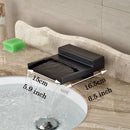 GobekUsa Black Wide Waterfall Spout Faucet Double Handle Bathroom Mixer Taps