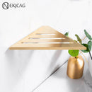 GobekUsa Brushed Gold Stainless Steel Bathroom Triangle Rack for Stylish Shower Storage