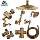 GobekUsa Antique Brass Shower Set with 3-Way Diverter and Handshower