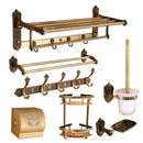 GobekUsa Antique Bronze Carved Aluminum Bathroom Accessories Set: Towel Rack, Paper Holder, Hooks