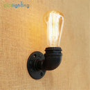 GobekUsa Steampunk Loft Pipe Wall Lamp Black Brown Bronze Silver Industrial Lighting