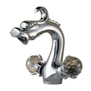 GobekUsa Chinese Dragon Crystal Handle Basin Faucet Dual Hot Cold Deck Mounted Sink