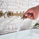 GobekUsa Golden Dual Handle Wall Mounted Basin Faucet - Rotate Spout Sink Mixers