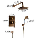 GobekUsa Antique Brass Bathroom Shower Mixer Set with 8" Rainfall and Handshower