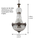 GobekUsa Art Deco Crystal LED Chandelier in 2 Sizes for Parlor, Bedroom, Lobby, Hotel
