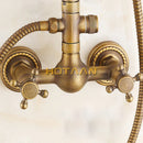 GobekUsa Antique Brass Bathroom Shower Faucet Set with Handshower, Tub Spout, and 8" Rainfall Head