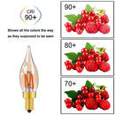 GobekUsa LED Filament Bulb C22T Gold Tint Candle Lamp E12 2W 2200K Chandelier Decoration