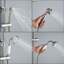 GobekUsa Brushed Nickel Dual Handle Rainfall Shower Mixer Faucet with Handshower
